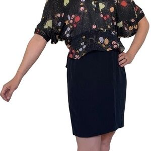 Vintage Hugo Buscati Milano Black Pencil Mini Skirt